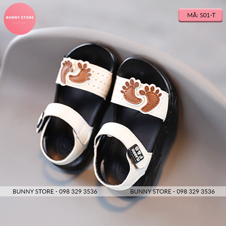 dép em bé trai Giày sandal cho bé hình bàn chân cá tính đế mềm chống trượt size từ 14 đến 16cm BUNNY STORE