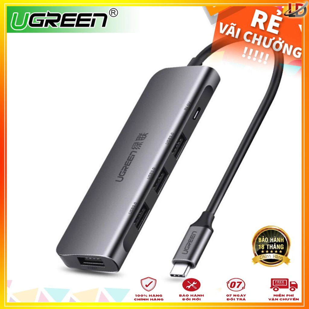 Bộ chia USB Type C ra 4 cổng USB 3.0 hỗ trợ nguồn phụ Ugreen 50980 chính hãng