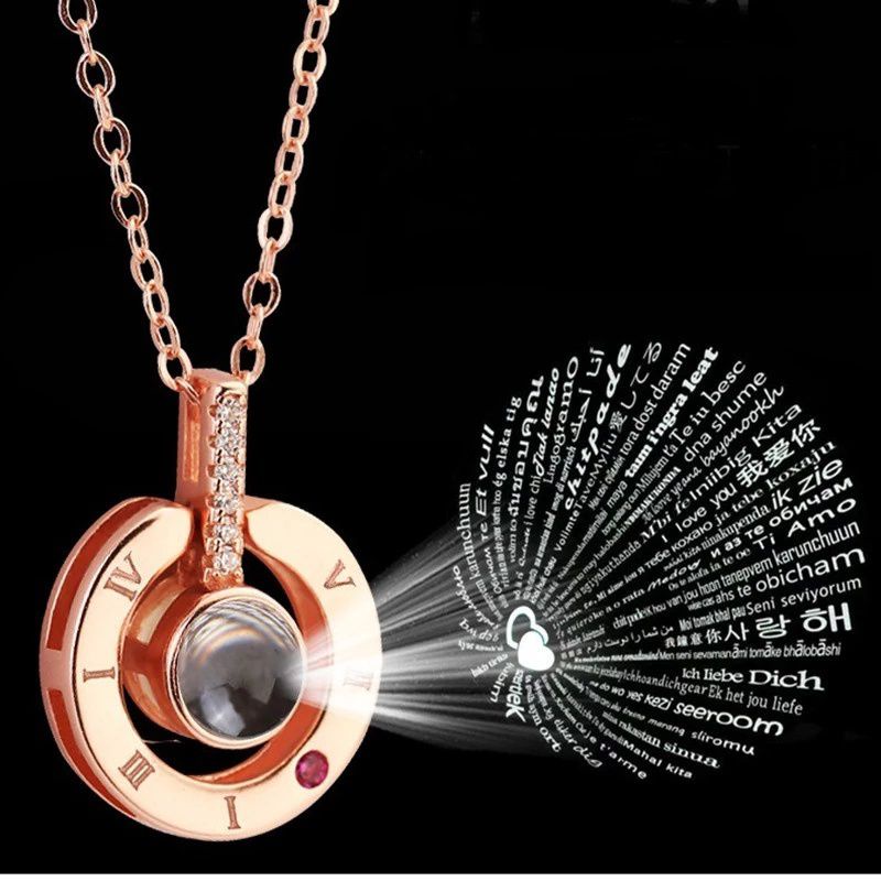 Trái tim/ Vòng cổ "I Love You" Chiếu mặt dây chuyền/ Tình yêu lãng mạn cho ngày cưới/ ngày lễ tình nhân