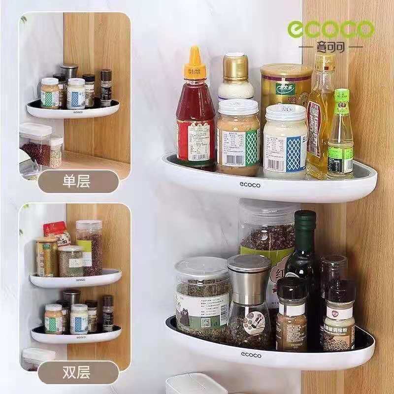 Kệ góc nhựa dán tường ecoco, giá để đồ nhà tắm nhà bếp không cần khoan vít