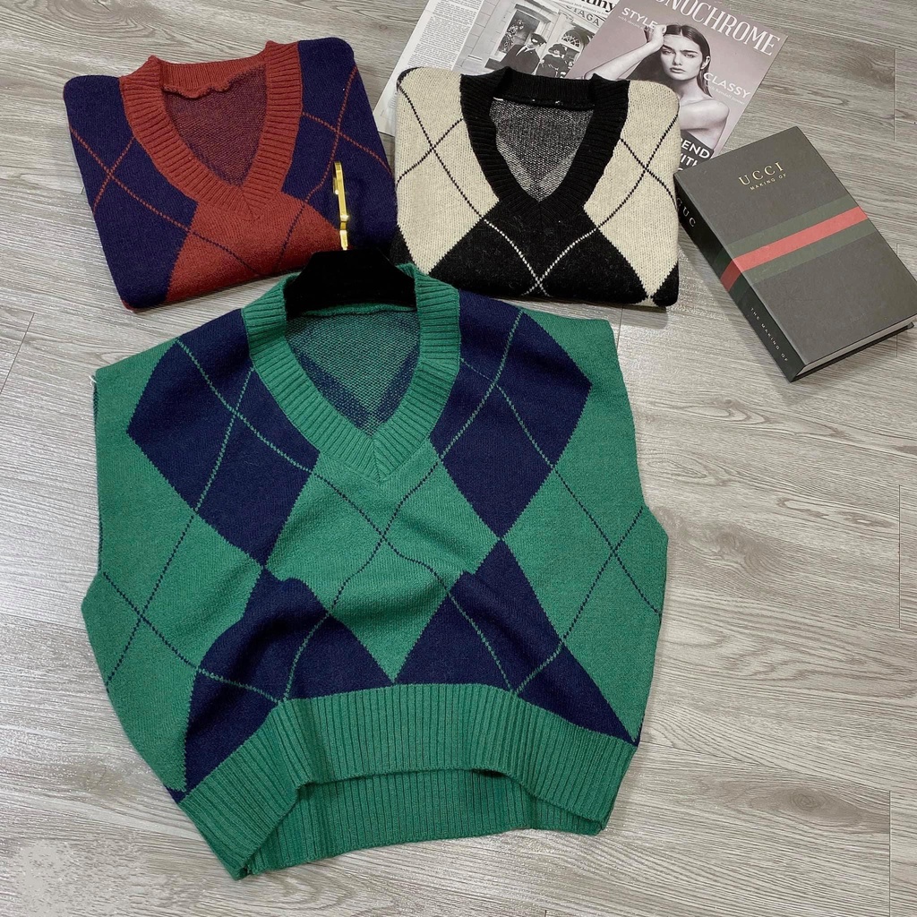 [ÁO LEN NỮ] Áo Gile Len Cổ V, Áo Sát Nách Phong Cách Hàn Quốc Mix Sơ Mi Cực Vintage | BigBuy360 - bigbuy360.vn