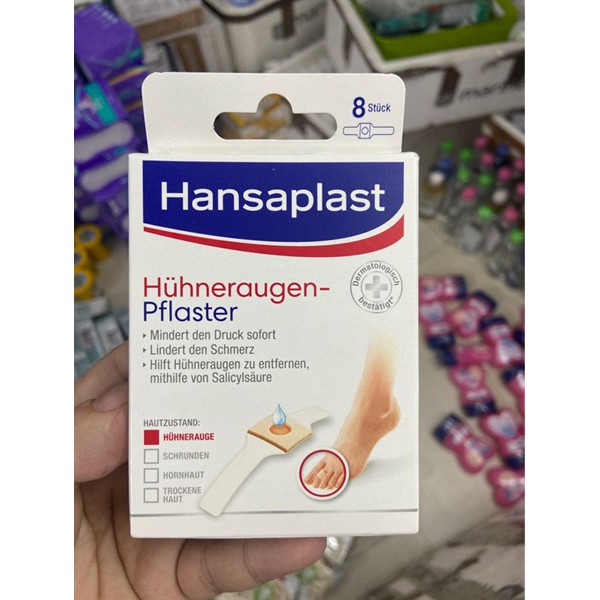 Miếng dán mụn cóc/ mắt cá chân Hansaplast Hühneraugen Pflaster Đức