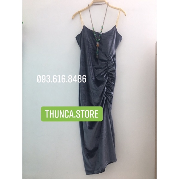 Đầm nhung body hai dây xích D217