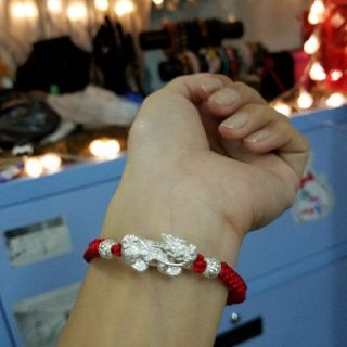 Vòng tỳ hưu Bạc kèm 2 bi bạc