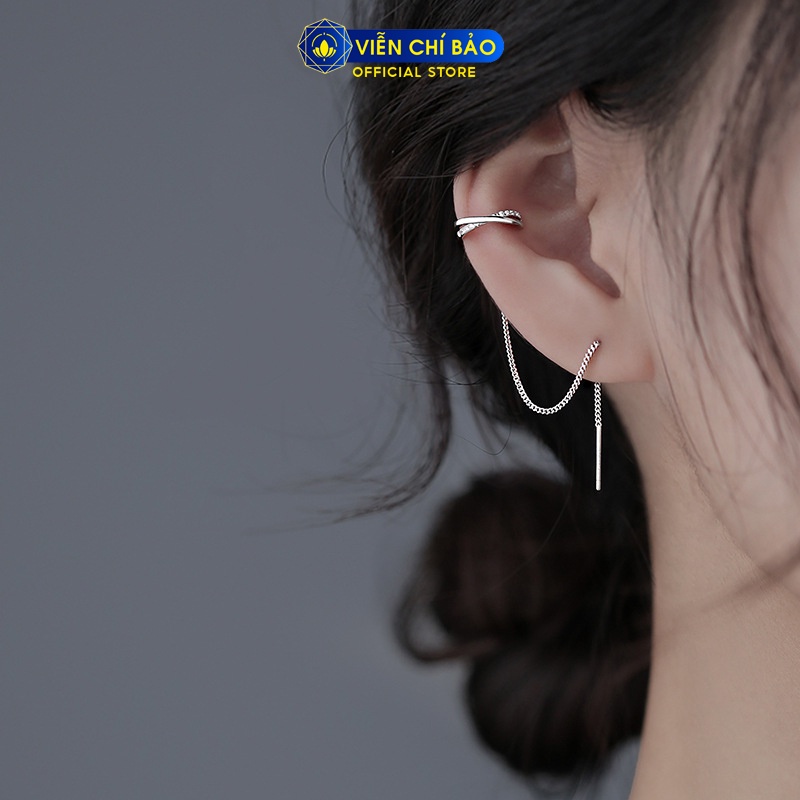 Bông tai bạc nữ kẹp vành chéo ( chiếc ) chất liệu bạc 925 thời trang phụ kiện trang sức nữ Viễn Chí Bảo B000136