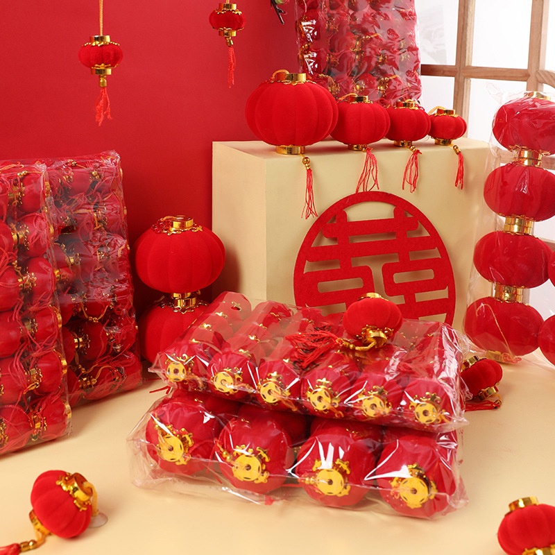 Set 20/30 lồng đèn đỏ mini trang trí năm mới phong cách Trung Hoa