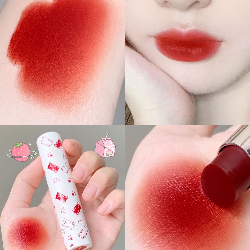 Son Môi Xiwen Chống Thấm Nước Chất Nhung Lì Thiết Kế Hình Gấu Dễ Thương