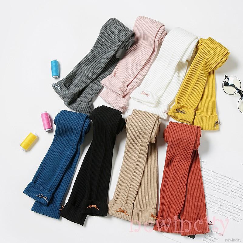 Quần legging co giãn đính nơ phong cách Hàn Quốc dễ thương dành cho bé gái