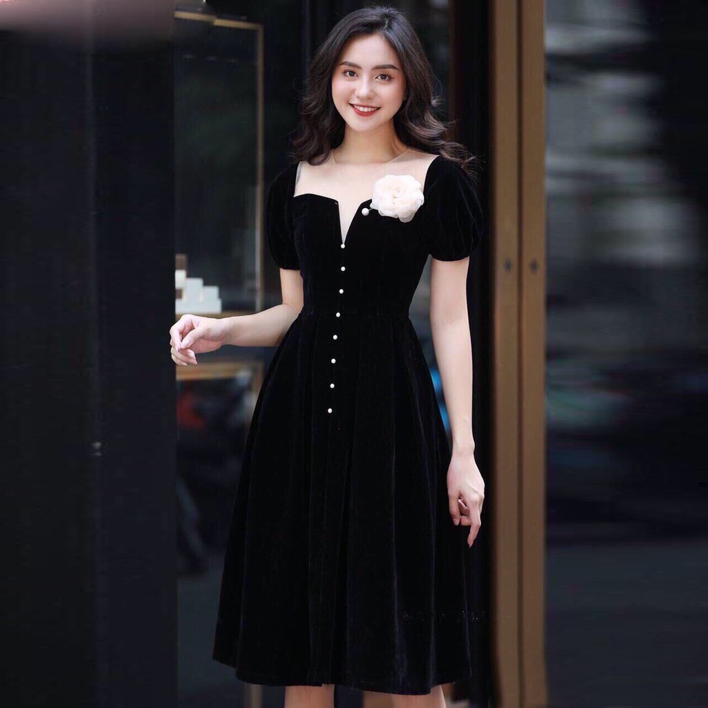 Váy Đầm Cát Hàn Kèm Bông Siêu Xinh, Mềm Mại, Không Bai Xù, Hợp Dáng - JENNI