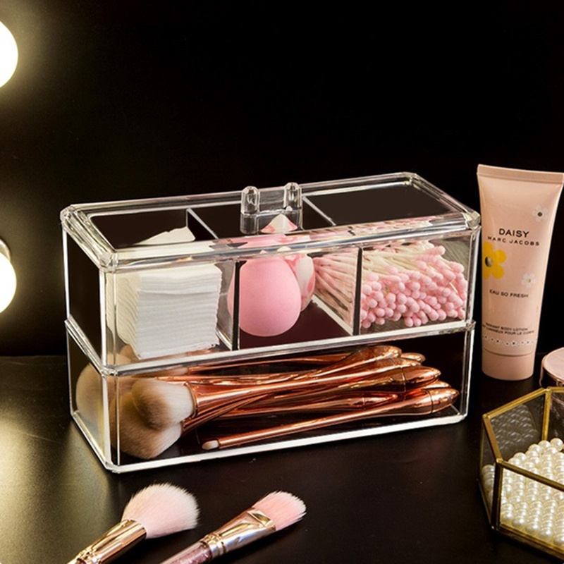 (Hàng Mới Về) Hộp Đựng Tăm Bông Bằng Acrylic Trong Suốt Tiện Dụng