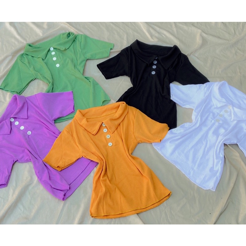 Áo crotop gân có cổ