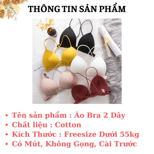 Áo Bra 2 Dây Cotton Kèm Mút Mỏng, Áo Lót Nữ Không Gọng Cài Trước AMYBRA B715