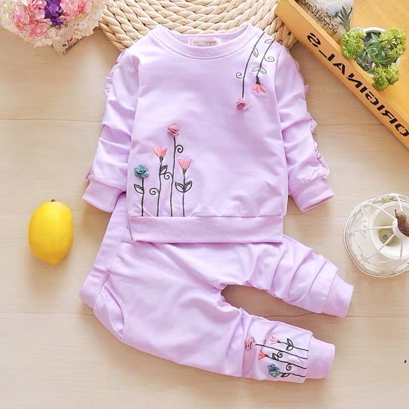 Bộ dài thu bé gái, chất da cá cotton size 6-20kg