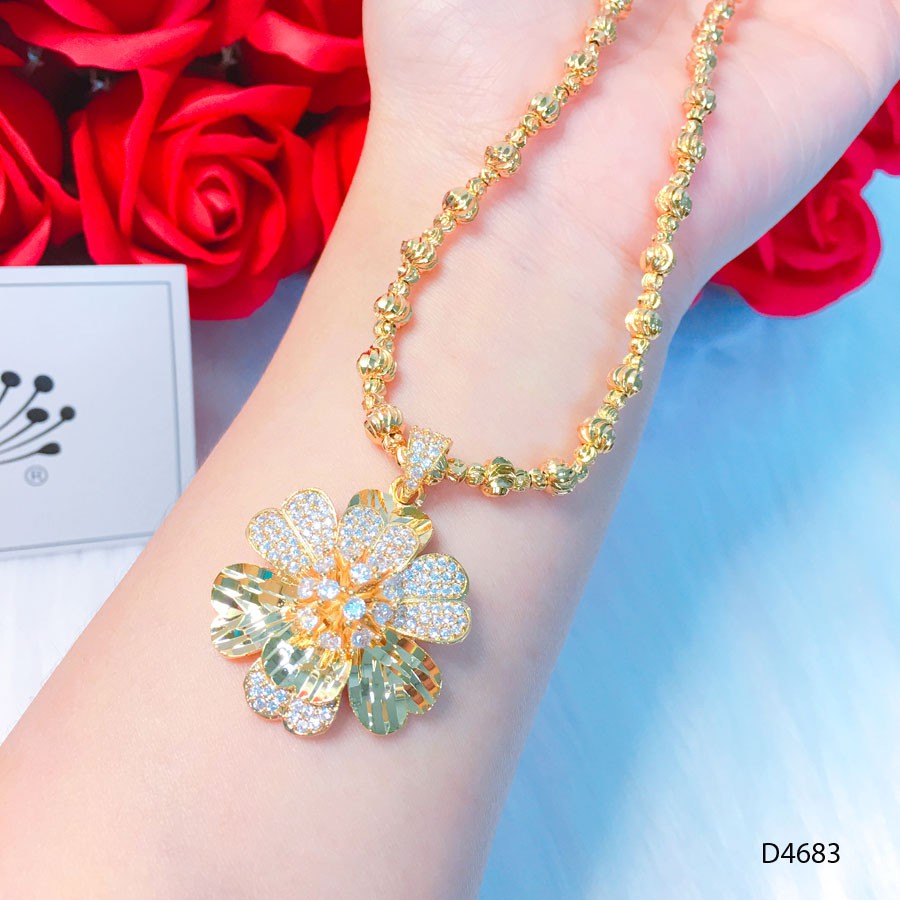 Dây chuyền nữ, dây bi mặt hoa thiết kế cao cấp Orin D4683