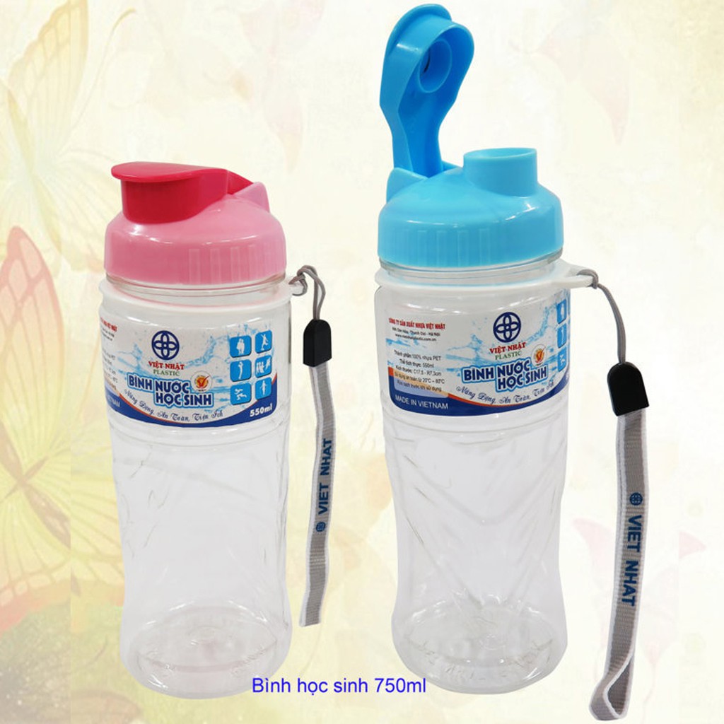 Bình uống nước học sinh bằng nhựa Việt Nhật 750ml/500ml/1000ml