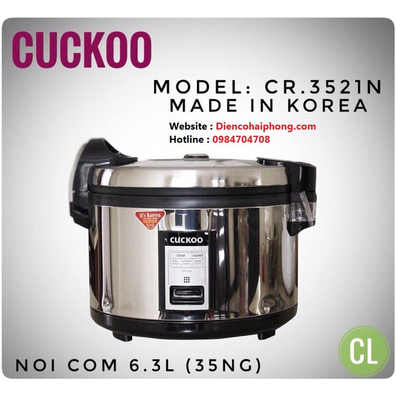 ( Sản phẩm mới 💯% ) Nồi Cơm điện CUCKOO 6.3L CR-3521S (INOX)