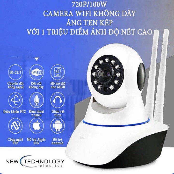 Camera Wifi, an ninh, giám sát Yoosee 2 râu 2 angten camera ip yoosee Bền - Tốt