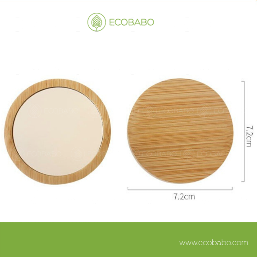 Gương gỗ tròn bé mini cầm tay - ECOBABO