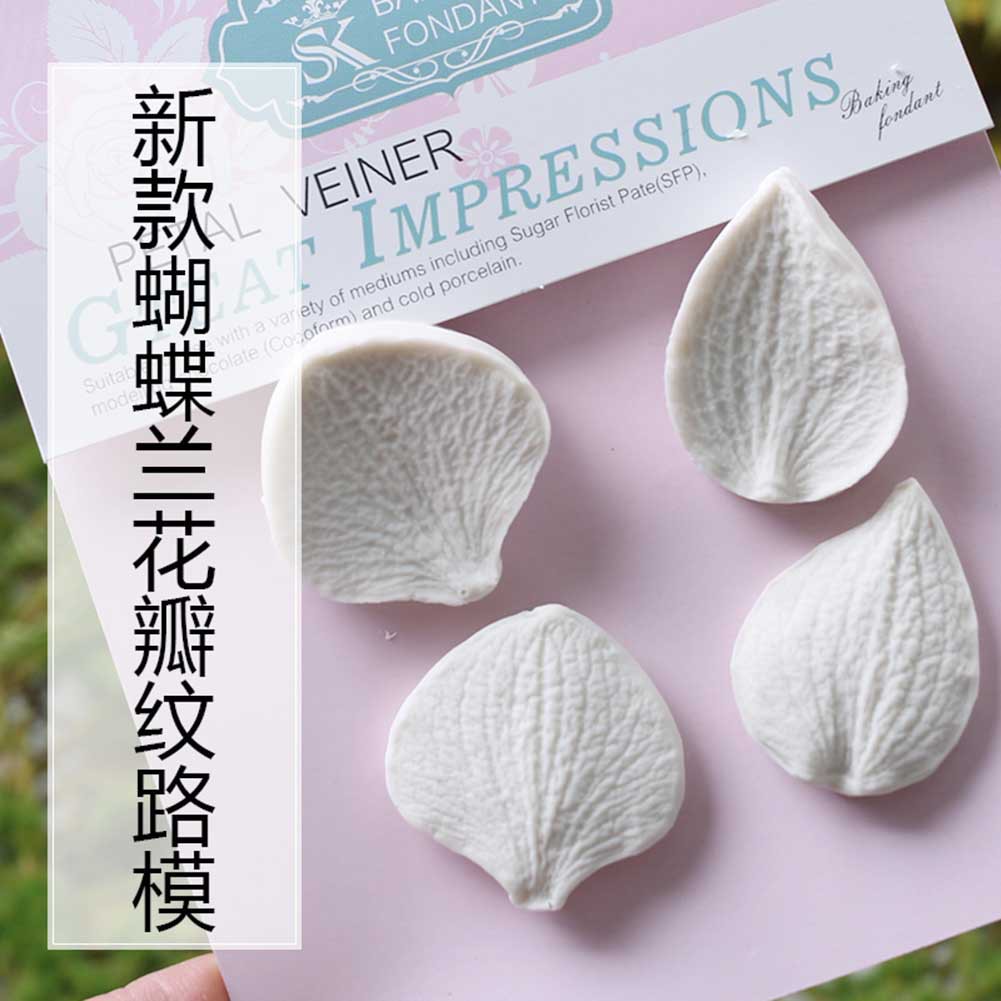 Khuôn silicone Nhấn Bánh Hình Cánh Hoa Lan & Bướm