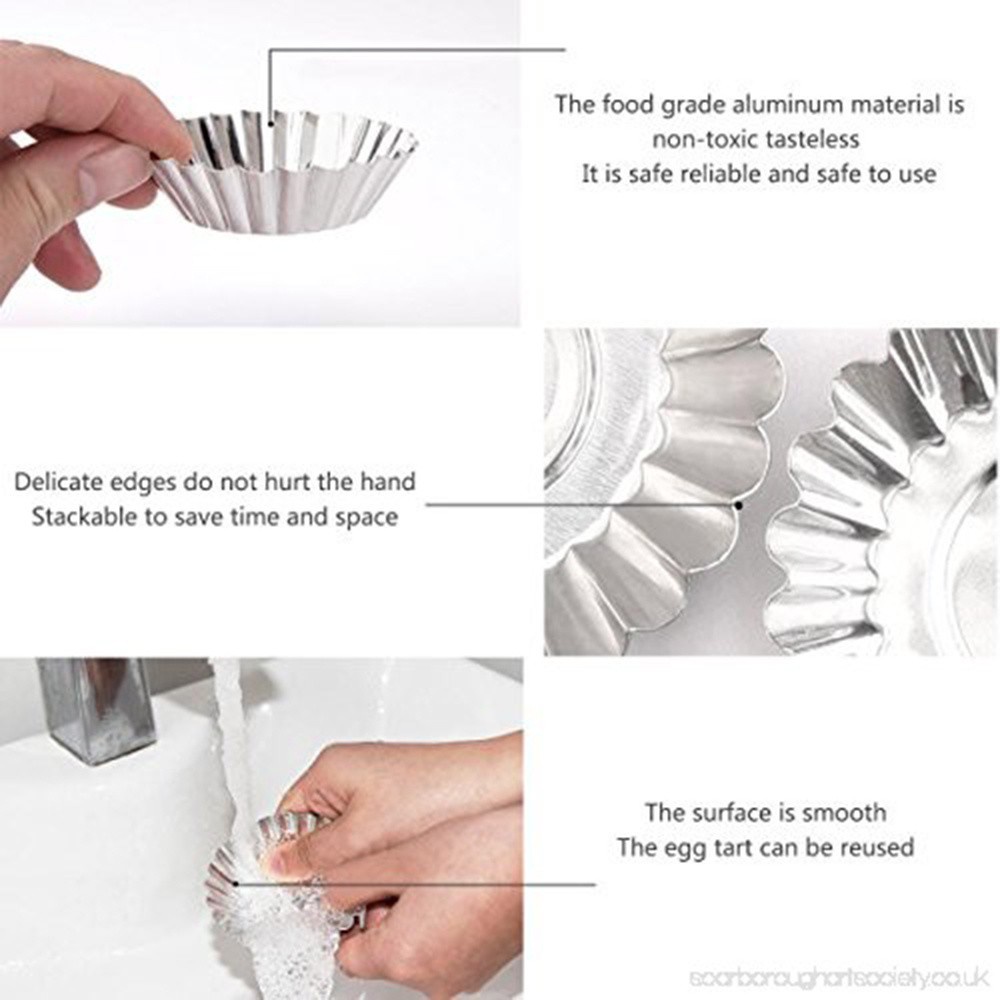 Epoch Khuôn Làm Bánh Tart Trứng Chống Dính Hình Bông Hoa Nhiều Màu Có Thể Tái Sử Dụng