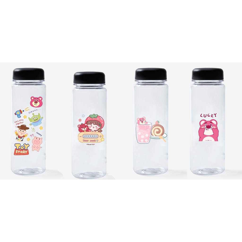 Bình nước gấu dâu tây lotso thỏ stella cáo lina nhựa in màu BNI30 công chúa hoạt hình 500ml dễ thương DF friends