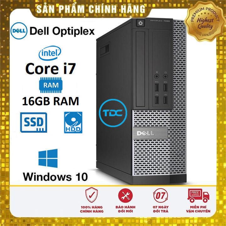 Bộ máy Tính để bàn Dell Optiplex Core i7 Ram 16Gb SSD 120Gb - HDD 500Gb, VGA GT710 2GB và Màn hình Dell 22 inch. | WebRaoVat - webraovat.net.vn