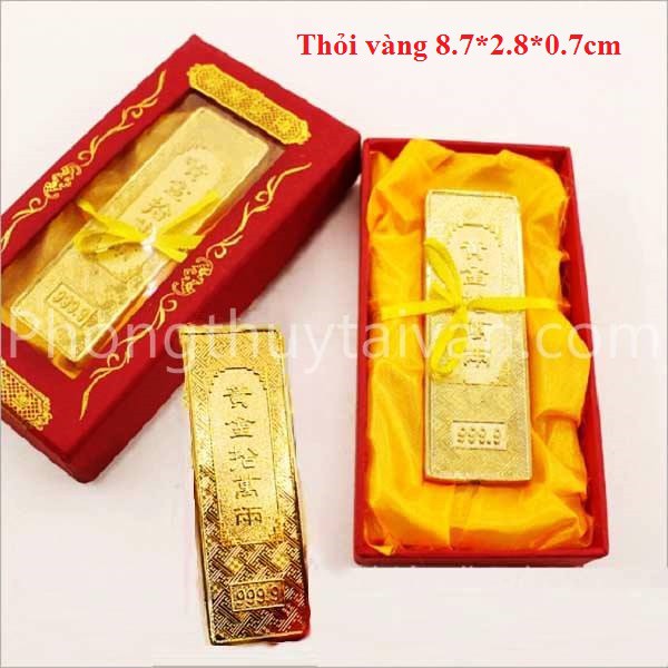 Thỏi vàng cây có HỘP 8.7cm chiêu lộc(video)