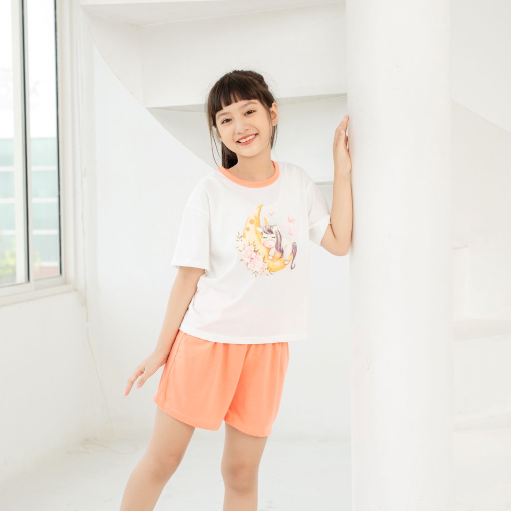 Quần áo trẻ em tay ngắn, hình in dễ thương, chất vải dày mịn thoáng mát, 18-40 kg, Kyo293 shop, K21