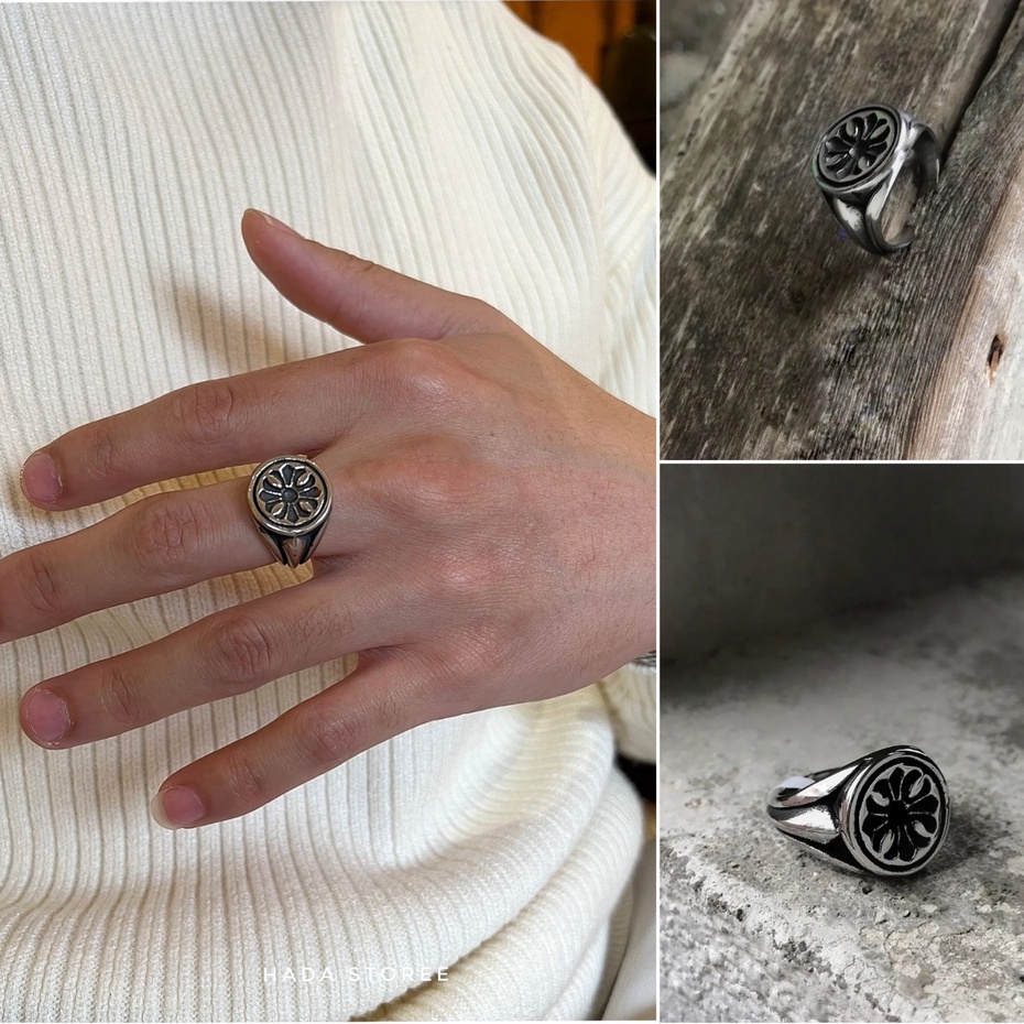 Nhẫn Thời Trang nam nữ TITAN hoạ tiết hoa cổ đại tinh tế- Mẫu N25