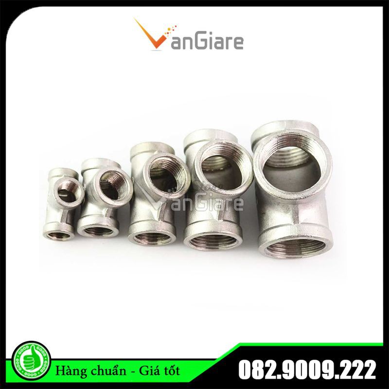 Tê nối ren trong - nối 3 ngã răng trong inox 21 27 34 42 49 60 inox100%