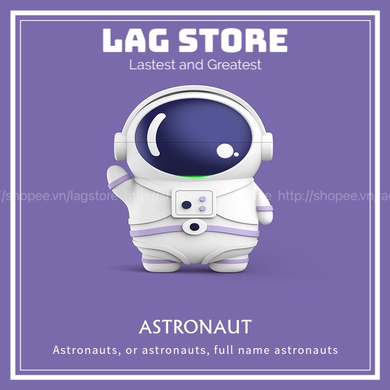 Case Airpods 2, Pro, 3 Ốp Tai Nghe Bluetooth Không Dây Phi Hành Gia Cute, Vỏ Bao Silicon Dẻo Kèm Phụ Kiện - LAG Store