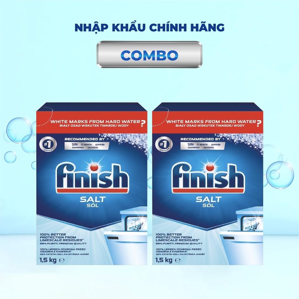 Combo chất tẩy rửa: Combo 2 Muối Finish 1,5kg
