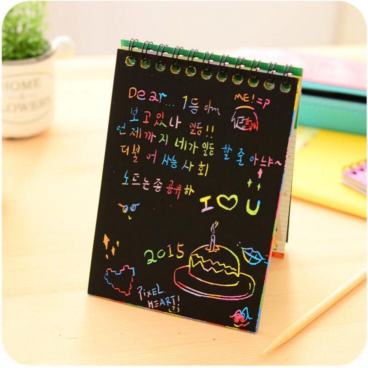 Sổ Vẽ Cầu Vồng Ma Thuật Khổ A6 (10*14cm) - Scratch Note - Sổ Cào Kích Thích Sáng Tạo N03