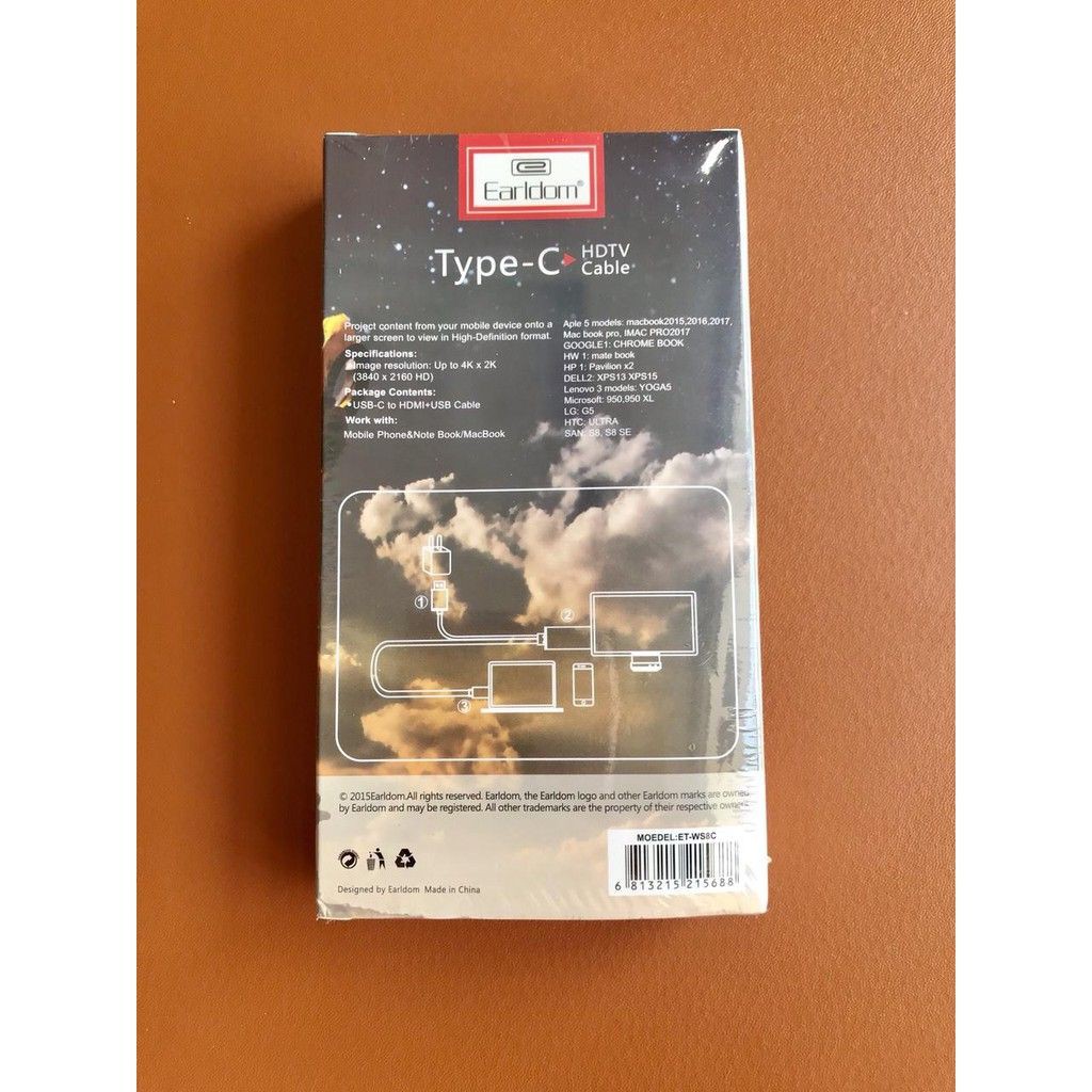 Cáp Hdmi Type C 4K - Chuyển Tín Hiệu Từ Cổng Type C Lên Hdtv - Earldom (PVN610)