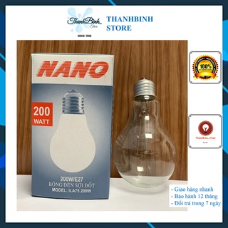 BÓNG ĐÈN SỢI DỐT/ BÓNG DÂY TÓC ĐUI E27- 200W-  NANO