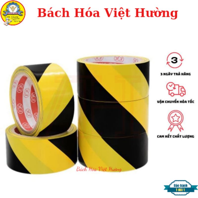 Băng dính dán nền, dán sàn cảnh báo, phân luồng sọc vàng đen khổ 4.8cm giá rẻ - Bách Hóa Việt Hường