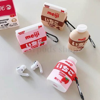 Ốp Airpods 1/2, Airpods Pro trà sữa Meiji Nhật Bản silicon 3d cao cấp