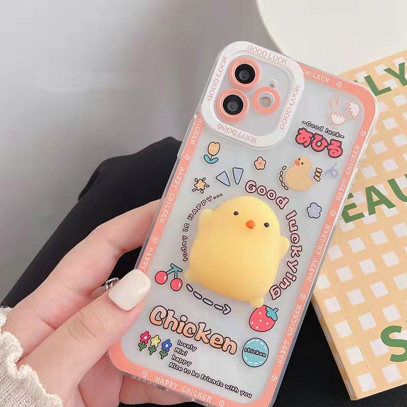 Casing Realme C53 C55 C31 C35 C21 C15 C12 Narzo 20 30A 50A Prime C25 C25S C20 C11 2021 9i 9 9Pro+ 8 Pro Pro+ 5 5i 5s C2 C1 Cute Cartoon Peach Duck Decompression Clear Shockproof Soft Phone Case Angel Eyes Color Painting Back Cover STD 03