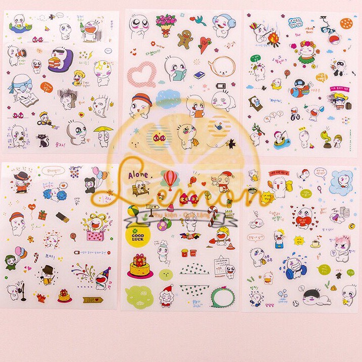 [ST6M09] Set 6 tấm sticker tiểu bạch