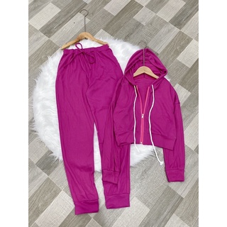 Set croptop tay dài có nón 55-80kg