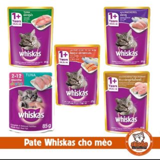 Thức ăn gói pate whiskas cho mèo đủ vị 85g