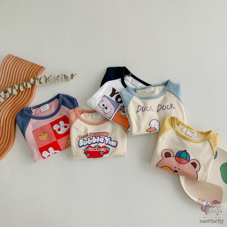 Áo thun tay dài in họa tiết hoạt hình dễ thương cho bé