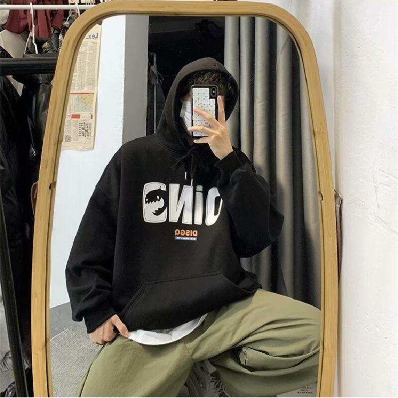 Áo hoodie dáng rộng in hoạt hình thời trang Nhật size M-5XL cho nam nữ