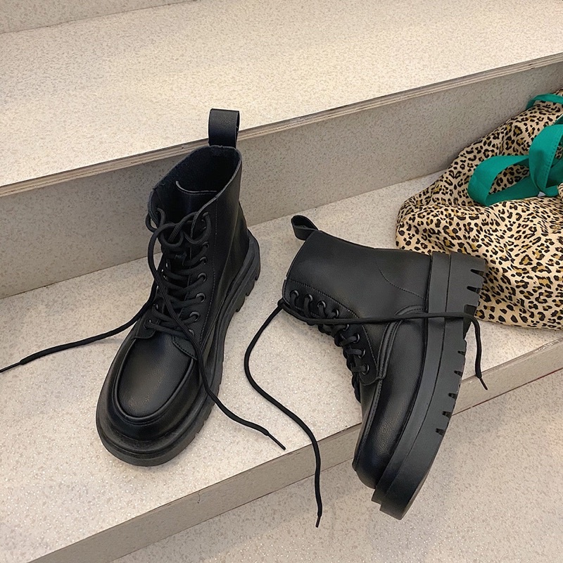 Boot nữ da mềm mã L921 kèm video ảnh thật/ boot cổ cao buộc dây da mềm ullzang | BigBuy360 - bigbuy360.vn