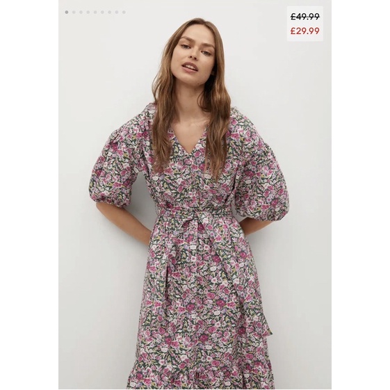 Váy hoa Mango auth midi