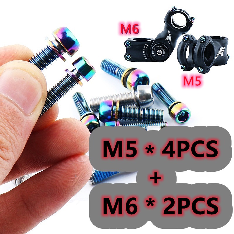 Bộ 6 Ốc Vít M5/M6*20MM Bằng Thép Carbon Nhiều Màu Cho Tay Cầm Xe Đạp