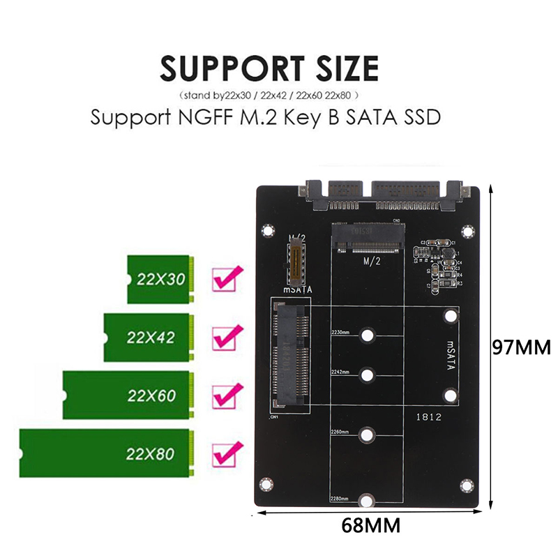 Card Chuyển Đổi 2 Trong 1 Msata Sang Sata Ngff M.2 Sang Sata3 | BigBuy360 - bigbuy360.vn