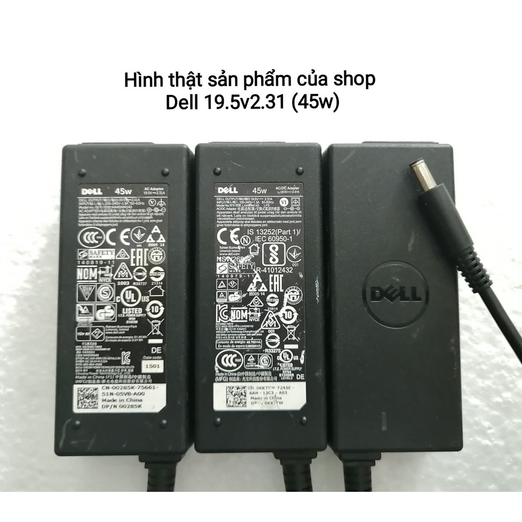 Sạc Dell 19.5v2.31 45W, 19.5v3.34 65W đầu Kim Nhỏ