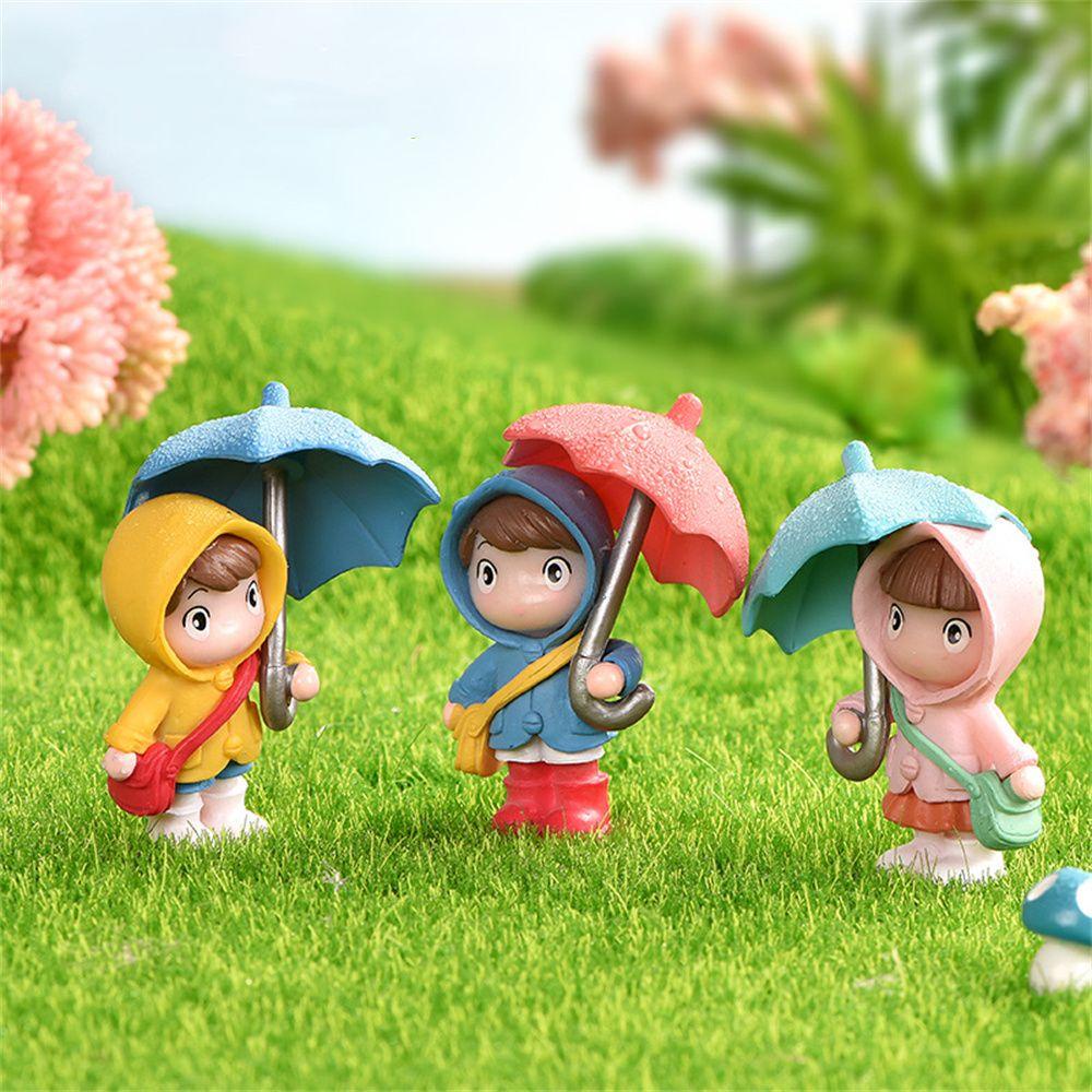 LEISURE Đồ trang trí Cô Gái Cầm Dù Mini Trang Trí Bàn Làm Việc
