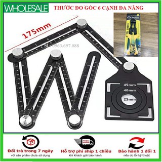 ❤️Tặng kìm cộng lực❤️Thước đo 6 góc đa năng, chất liệu hợp kim nhôm với chắc năng đo lỗ, góc, cạnh, góc gấp,....